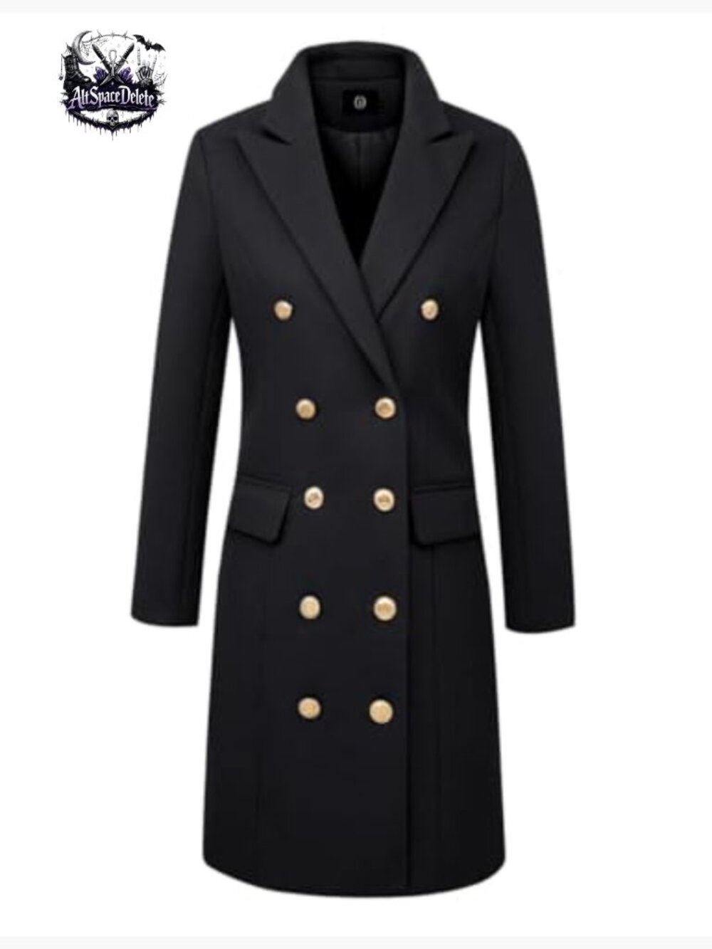 Wool Pea Coat Double Breasted Trench Midi Length Fall Winter - Picture 3 of 5